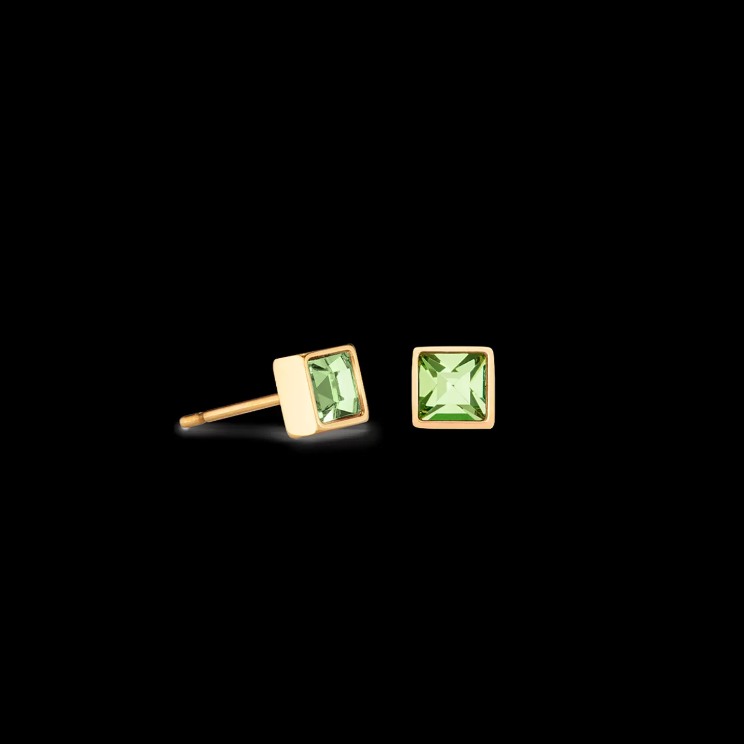 COEUR DE LION Brilliant Square Small Earrings Gold Green