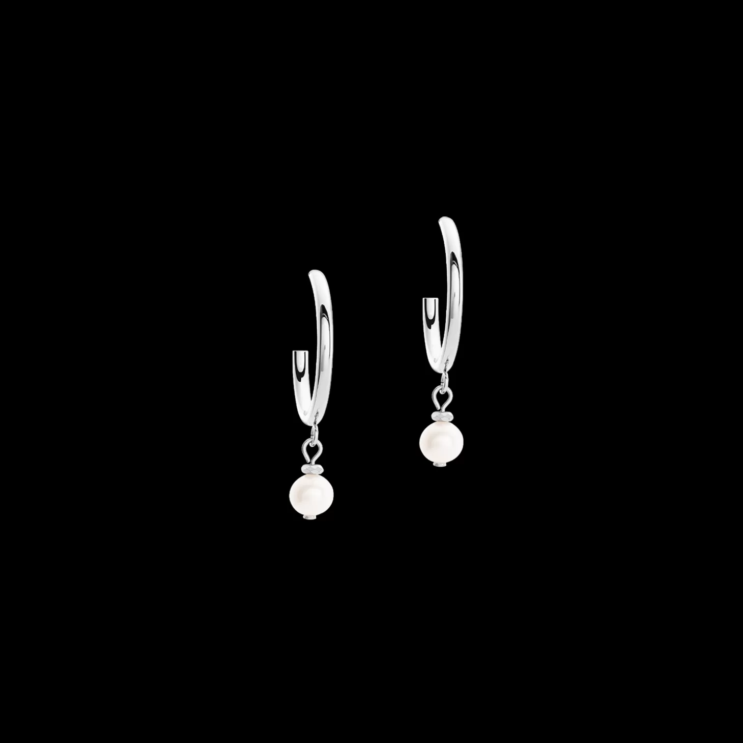COEUR DE LION Earrings Creole Freshwater Pearls & Chain Multiwear Silver